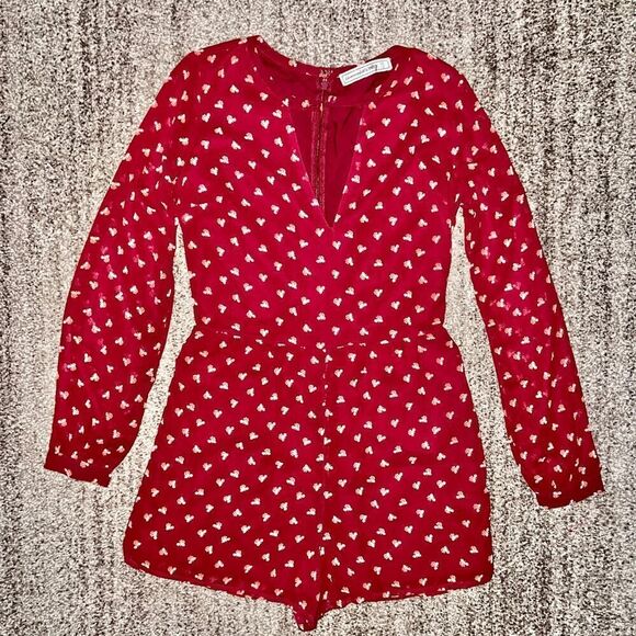 Abercrombie & Fitch Women's Deep Red Floral Romper - Picture 1 of 9